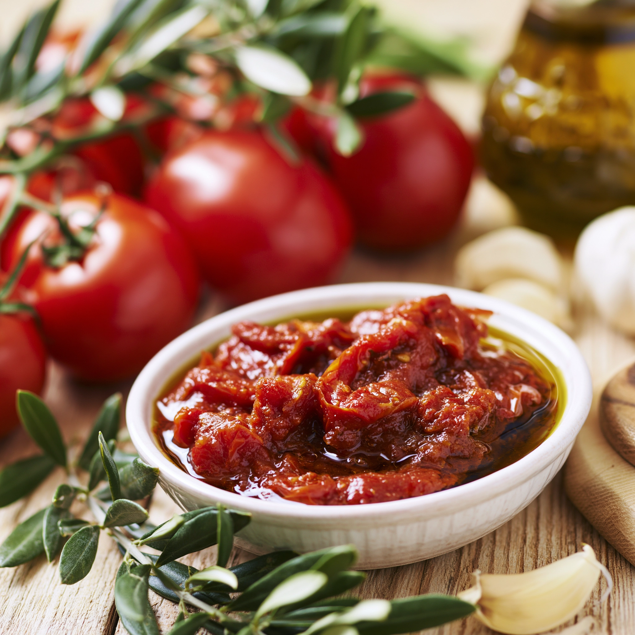 Homemade tomate frito with fresh tomatoes and olive oil highlighting its nutritional benefits